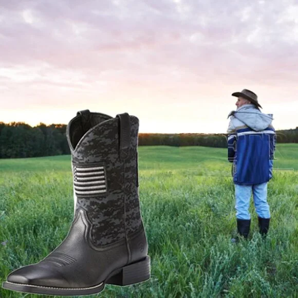 Women's Black Cowboy Boots Slip Resistant Work Boots Chunky Heel Western Boot - Picture 5 of 6